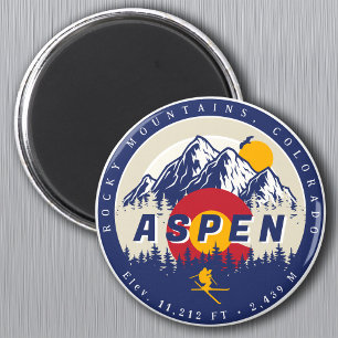 Aimant Aspen Colorado Drapeau Ski Mountain Sunset Souveni