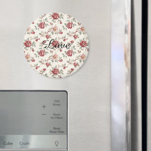 Aimant Assez Chic Fleur Rouge Crème