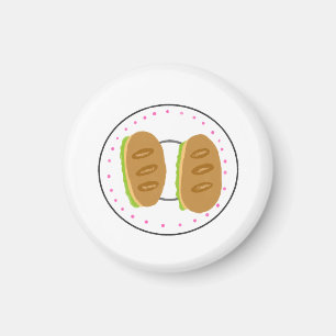 Aimant Assiette Mini Sandwich Baguette Cadeau pour Amateu