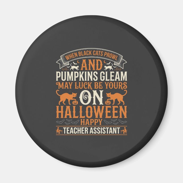 Aimant Assistant de professeur Halloween chats noirs et c (Devant)