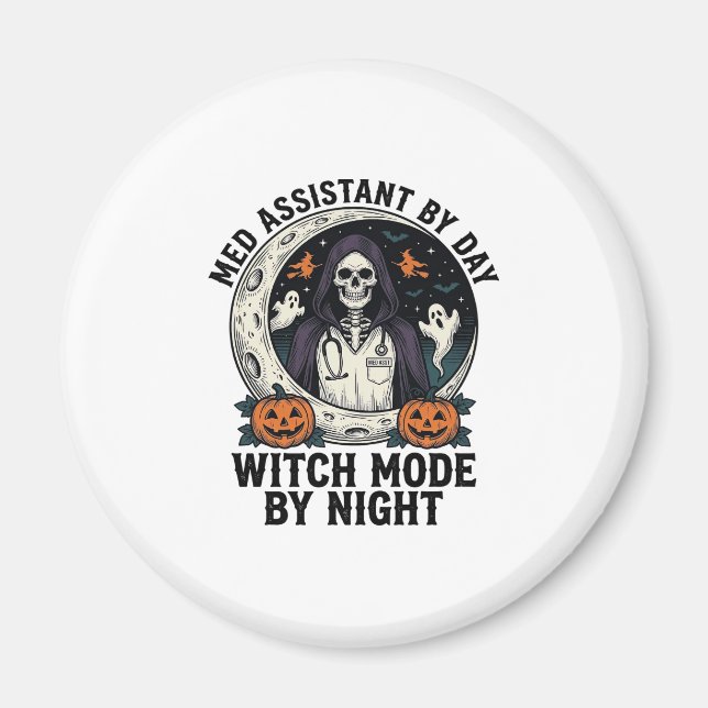 Aimant Assistant médical Sorcière d'Halloween Gravure Vin (Devant)