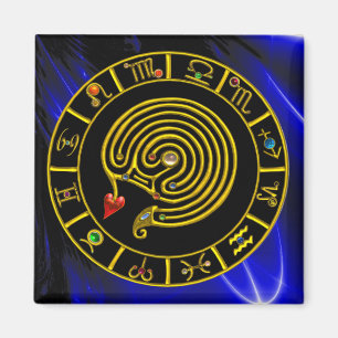 Aimant ASTRAL LABYRINTH GOLD ZODIAC CHART Astrologie