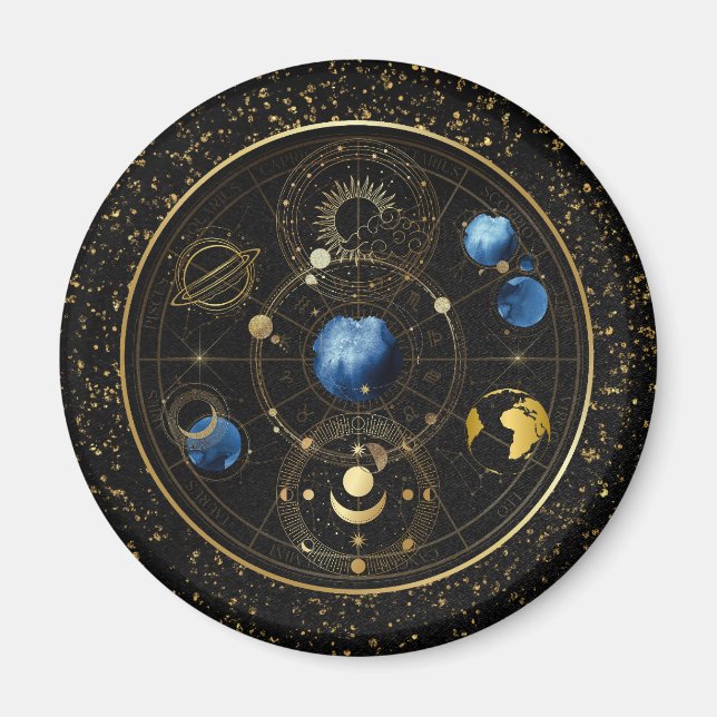 Aimant Astrologie céleste en velours noir (Devant)