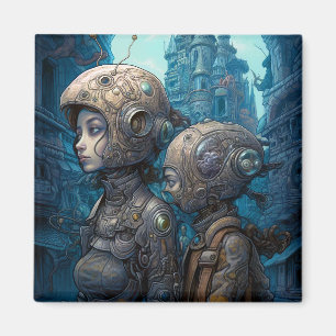 Aimant Astronaut Girls Surreal Science Fiction
