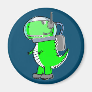 Aimant Astronaut mignon et en colère T-Rex Dinosaur