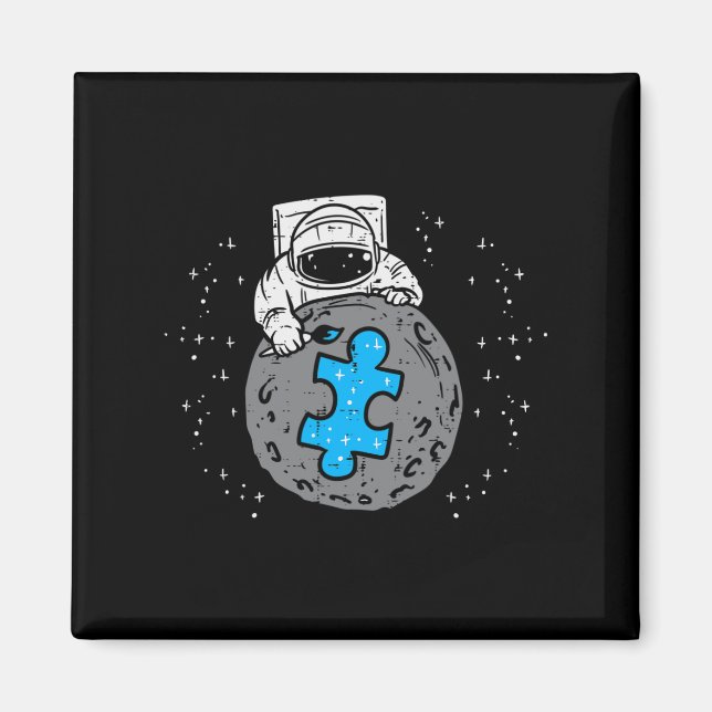 Aimant Astronaut Moon Blue Puzzle Piece Sensibilisation s (Devant)