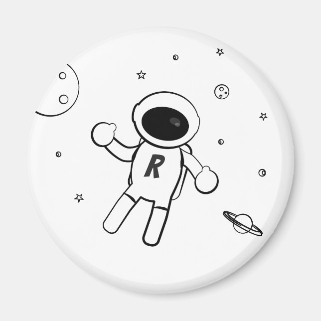 Aimant Astronaute dans l'espace - Dessin à l'esquisse en  (Devant)
