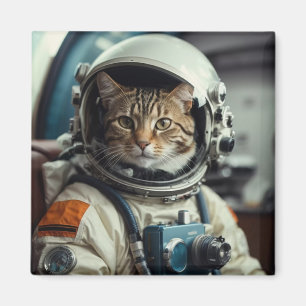 Aimant Astronaute de chat gris dans l'espace