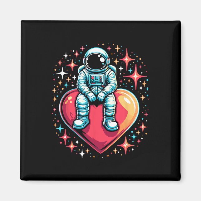 Aimant Astronaute de l'espace cœur Lloon Saint-Valentin S (Devant)