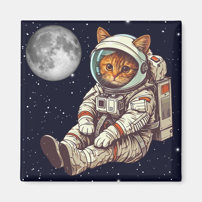Aimant Astronaute du chat (Devant)