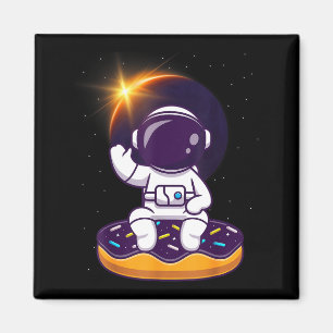 Aimant Astronaute Mignon Éclipse Totale de Soleil Beignet