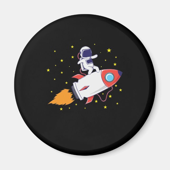 Aimant Astronaute sur fusée (Devant)