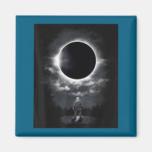 Aimant Astronaute Vintage Éclipse Spatiale Science