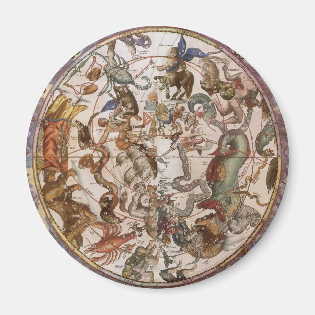 Aimant Astronomie Vintage, Constellations du ciel austral (Devant)