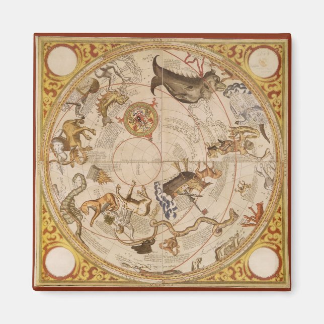 Aimant Astronomie vintage, Planisphère Céleste Carte des  (Devant)