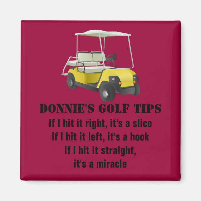 Aimant Astuce de golf personnalisée Panier de golf rouge  (Devant)