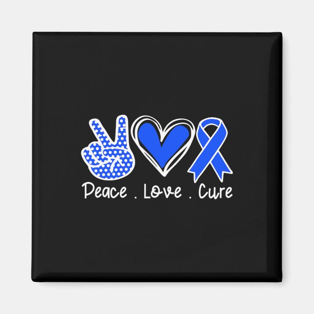 Aimant Ataxia Awareness Month Blue Ribbon Peace Love Cure (Devant)