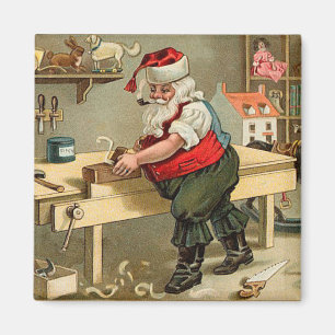 Aimant Atelier de Noël du Père Noël vintage