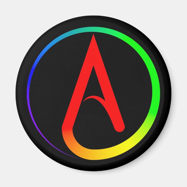 Aimant Atheist Symbol Rainbow (Devant)