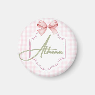 Aimant Athena Baby Girl Nursery Bow&En vichy personnalisé