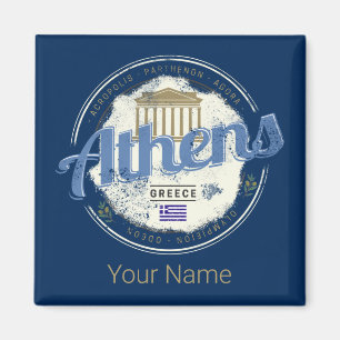 Aimant Athènes Grèce Rétro Acropole Souvenir Vintage