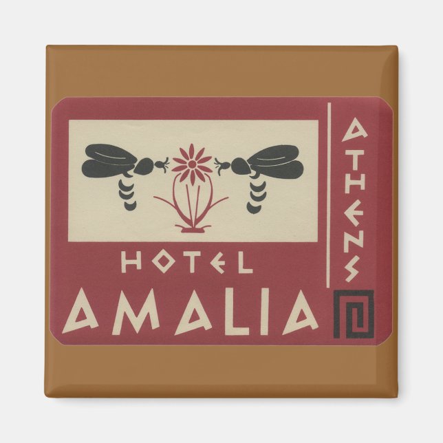 Aimant Athens Greece Hotel Amalia Étiquette Vintage voyag (Devant)