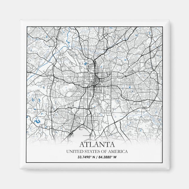 Aimant Atlanta Georgia USA Travel City Map (Devant)