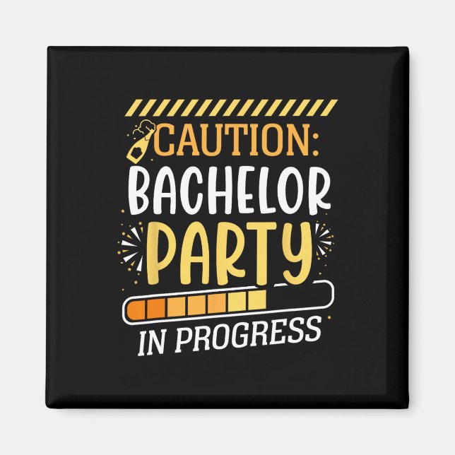 Aimant Attention Bachelor Party En Cours Groom Bride Tea (Devant)