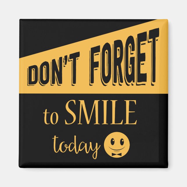 Aimant Attitude Sourire Visage Motivation Noir Et Or (Devant)