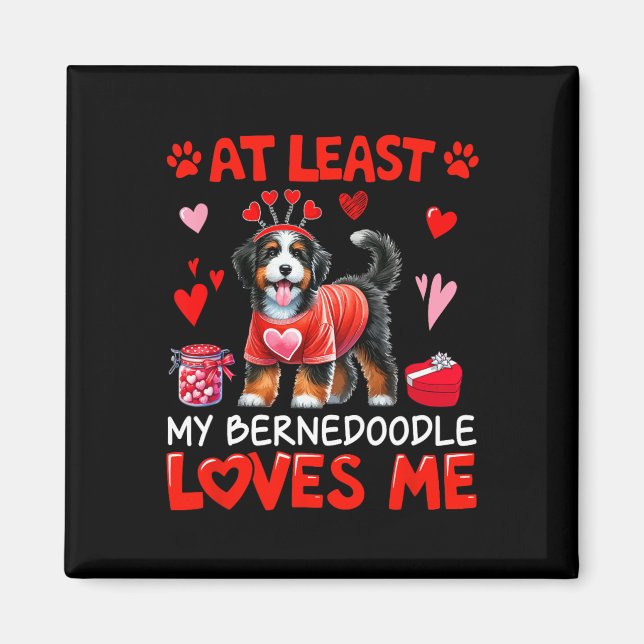 Aimant Au moins mon Bernedoodle Loving Me Valentine's Sin (Devant)