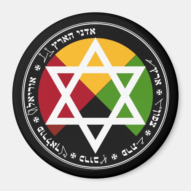 Aimant Aube Dorée Terre Pentacle sur Noir (Devant)