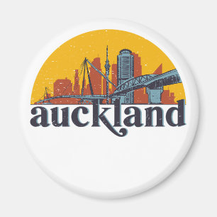 Aimant Auckland New Zealand Retro City Skyline Ville