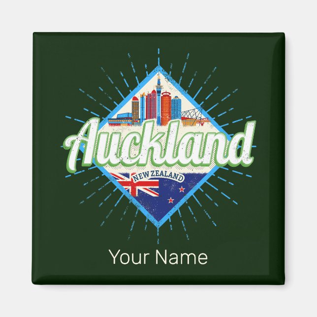 Aimant Auckland Nouvelle-Zélande skyline rétro vintage (Devant)