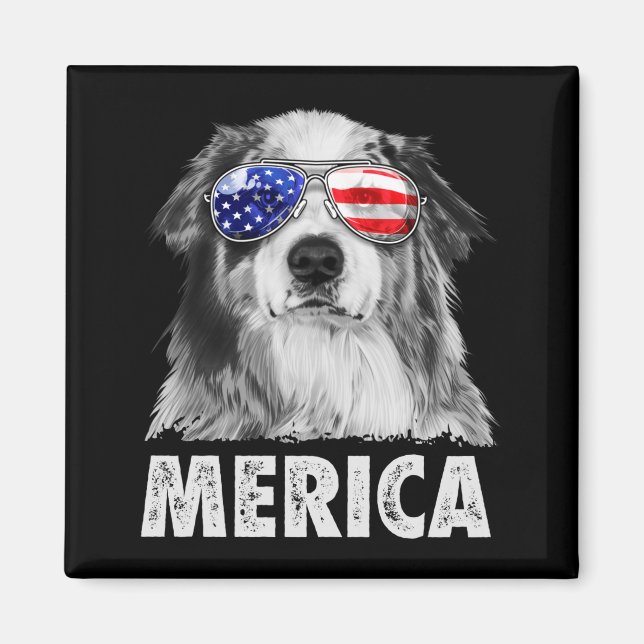 Aimant Aussie australian shepherd 4 juillet merica (Devant)