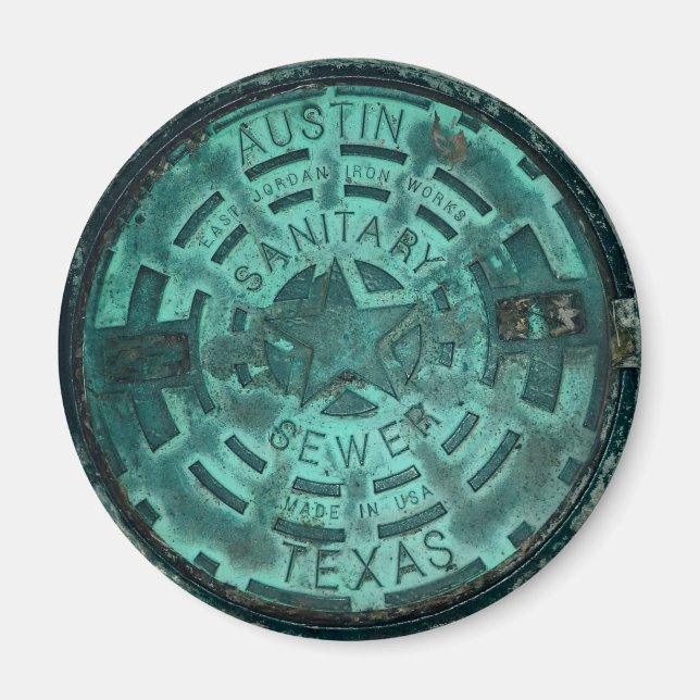Aimant Austin City Texas Manhole Cover (Devant)