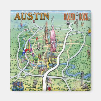 Aimant Austin Round Rock Texas Fun Carte