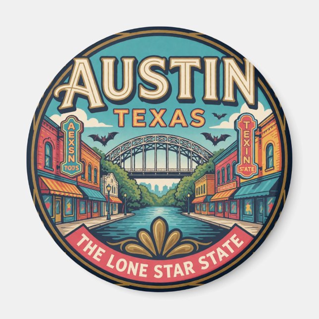 Aimant Austin Texas Capitale Musicale Voyage (Devant)