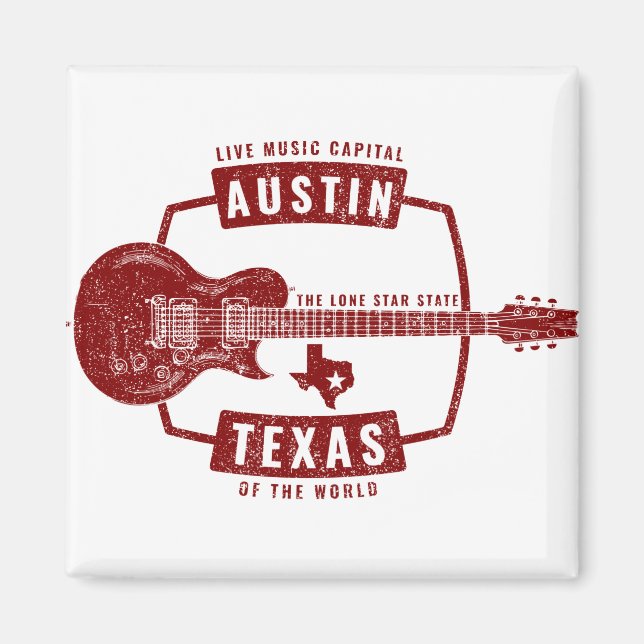 Aimant Austin Texas Live Music Guitare (Devant)