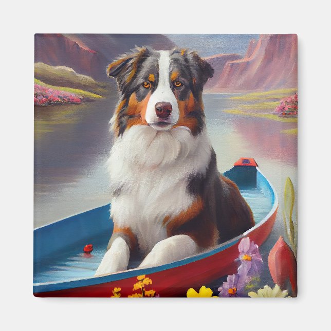 Aimant Australian Shepherd on Paddle : Une aventure Pitto (Devant)