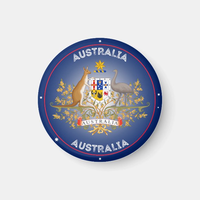 Aimant Australie Armoiries forme circulaire (Devant)