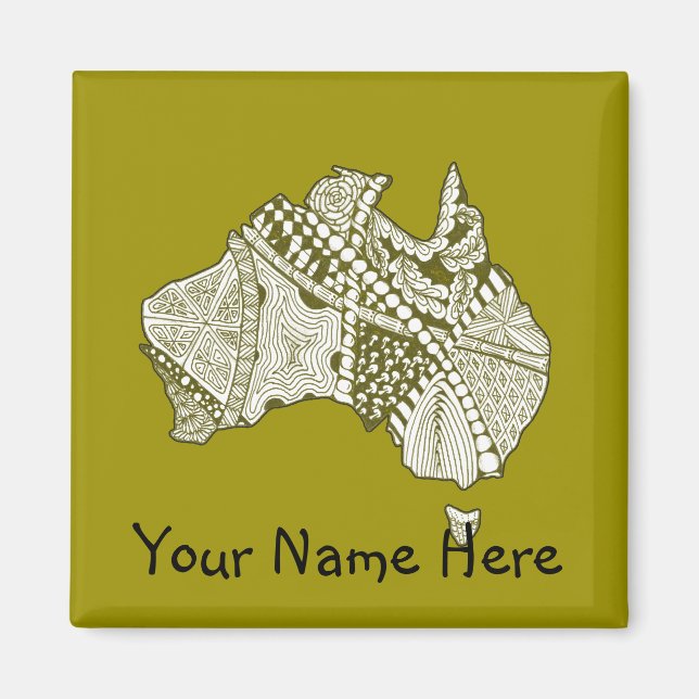 Aimant Australie Carte Doodle Art (Devant)
