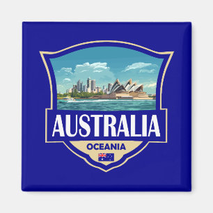 Aimant Australie Illustration Rétro Badge
