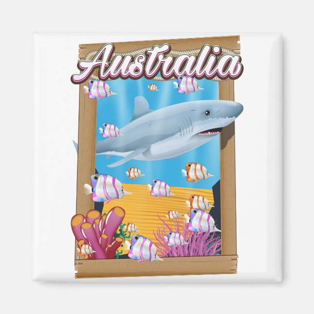 Aimant Australie poster de voyage de requins sous-marins (Devant)