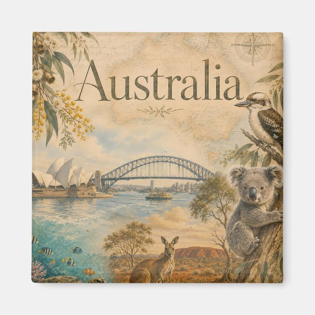 Aimant Australie pour les amoureux de l'Australie  (Devant)