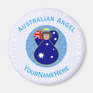 Aimant Australien Ange Bleu Blanc Personnalisé