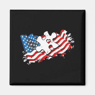 Aimant Autism American Flag Puzzle Sensibilisation sur l'