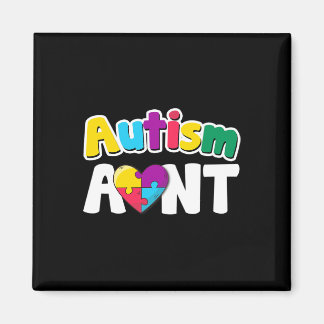 Aimant Autism Aunt Awareness Puzzle Pieces Colors Gift 