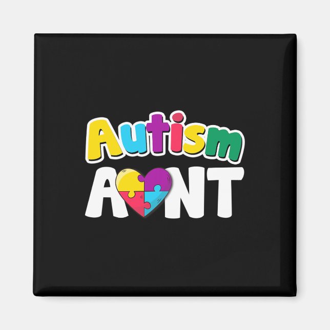 Aimant Autism Aunt Awareness Puzzle Pieces Colors Gift  (Devant)