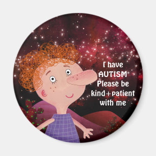 Aimant AUTISM AWARNESS LAPEL Red Hair Boy Burgunde