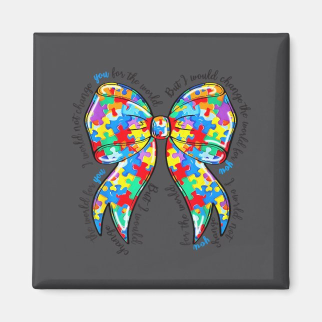 Aimant Autism Coquette Bow Puzzle Autism Awareness Proud  (Devant)